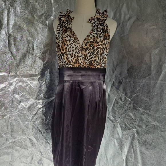 Donna Ricco Dresses & Skirts - Donna Ricco brown and black animal print sleeveless satin sheath dress size 10